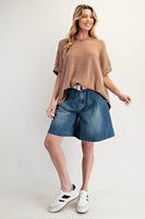 Easel OVERSIZED Thermal Knit top in Coffee