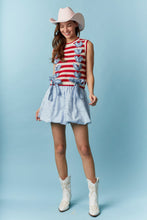 Load image into Gallery viewer, Peach Love Open Knit Striped Vest with Weaved Denim On Front in Red/Ivory
