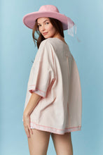 Load image into Gallery viewer, Peach Love Oversized USA Land Map Patched Top in Blush
