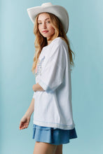 Load image into Gallery viewer, Peach Love Oversized USA Land Map Patched Top in Off White
