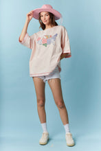 Load image into Gallery viewer, Peach Love Oversized USA Land Map Patched Top in Blush
