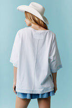 Load image into Gallery viewer, Peach Love Oversized USA Land Map Patched Top in Off White
