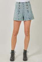 Load image into Gallery viewer, Mystree Double Breasted Wide Leg Shorts in Washed Dk. Denim
