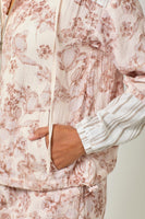 Mystree Printed Double Gauze Hoodie Jacket in Cappucinno