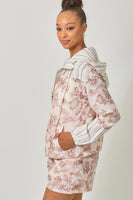 Mystree Printed Double Gauze Hoodie Jacket in Cappucinno