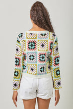 Load image into Gallery viewer, Mystree Crochet Button Up Cardigan in Seafoam Black

