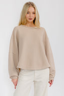 Star Drop OVERSIZED Solid Color Textured Top in Taupe