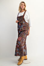 Load image into Gallery viewer, Easel Oversized Floral Print Denim Overall Jumpsuit in Brown

