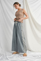 Jodifl Denim Wide Leg Pants with Leopard Side Stripes in Off White/Denim