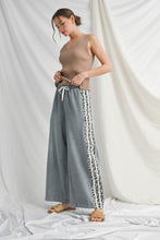 Load image into Gallery viewer, Jodifl Denim Wide Leg Pants with Leopard Side Stripes in Off White/Denim
