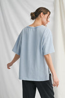 Jodifl Vintage Heart Flag Pattern Patched Top in Blue