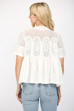 Load image into Gallery viewer, FATE Solid Color Mesh and Knit Top with Applique Details in White

