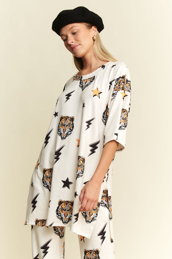 Jade by Jane Tiger Print Set in Off White