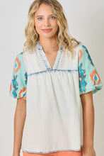 Load image into Gallery viewer, Mystree Tencel Top with Printed Puff Sleeves in Ice Blue

