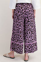 Easel Leopard Print Terry Knit Pants in Dried Orchid