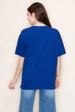 Load image into Gallery viewer, White Birch Solid Color Knit Top with Sequin and Rhinestone Stars in Royal Blue
