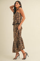 Klesis Bustier Peplum Top Midi Dress in Leopard