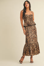 Load image into Gallery viewer, Klesis Bustier Peplum Top Midi Dress in Leopard
