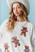 Load image into Gallery viewer, Peach Love Multi Colored American Teddy Bear Sweatshirt in Off White
