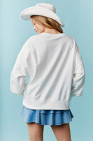 Peach Love Multi Colored American Teddy Bear Sweatshirt in Off White