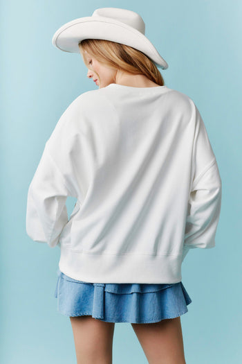 Peach Love Multi Colored American Teddy Bear Sweatshirt in Off White