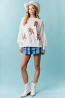 Peach Love Multi Colored American Teddy Bear Sweatshirt in Off White