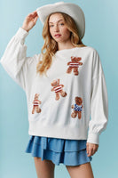 Peach Love Multi Colored American Teddy Bear Sweatshirt in Off White