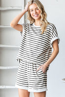 HEIMISH Jacquard Striped Top in Cream/Black