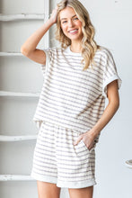 Load image into Gallery viewer, HEIMISH Jacquard Striped Top in Cream/Taupe
