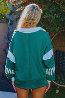 BucketList French Terry Color Block Tunic Top in Hunter Green