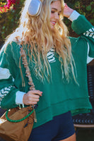 BucketList French Terry Color Block Tunic Top in Hunter Green