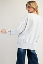 Load image into Gallery viewer, Easel Terry Knit Sweatshirt with Large Flower Patch in Light Heather Grey
