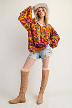 Load image into Gallery viewer, Easel Exclusive Mixed Floral Print Woven Challis Top in Mustard
