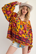 Load image into Gallery viewer, Easel Exclusive Mixed Floral Print Woven Challis Top in Mustard

