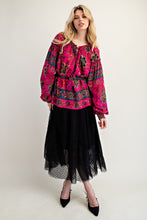 Load image into Gallery viewer, Easel Exclusive Mixed Floral Print Woven Challis Top in Magenta
