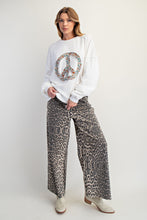 Load image into Gallery viewer, Easel Peace Sign Washed Terry Knit Pullover in Off White
