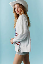 Load image into Gallery viewer, Peach Love American Flag Bow Sequin Sweatshirt in Off White
