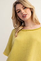 ee:some Mineral Washed Cotton Gauze Top in Avocado