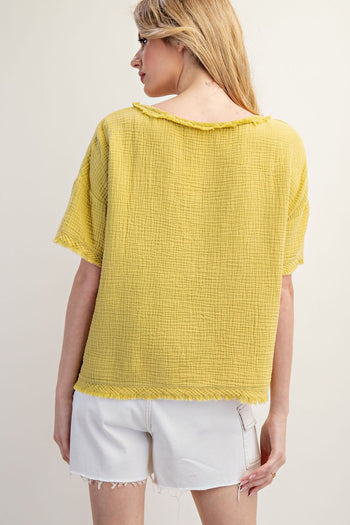 ee:some Mineral Washed Cotton Gauze Top in Avocado
