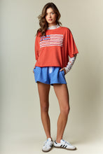 Load image into Gallery viewer, RARERAW Oversized Cropped American Flag Top in Red
