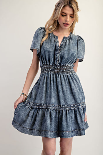 ee:some Mineral Washed Mini Dress in Denim
