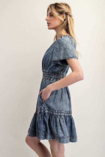ee:some Mineral Washed Mini Dress in Denim