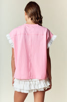RARERAW Bow Embroidered and Peral Embellished Top in Light Pink