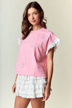 Load image into Gallery viewer, RARERAW Bow Embroidered and Peral Embellished Top in Light Pink
