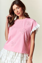 Load image into Gallery viewer, RARERAW Bow Embroidered and Peral Embellished Top in Light Pink
