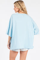 Sewn+Seen OVERSIZED Mineral Washed Flower Patched Top in Dusty Blue
