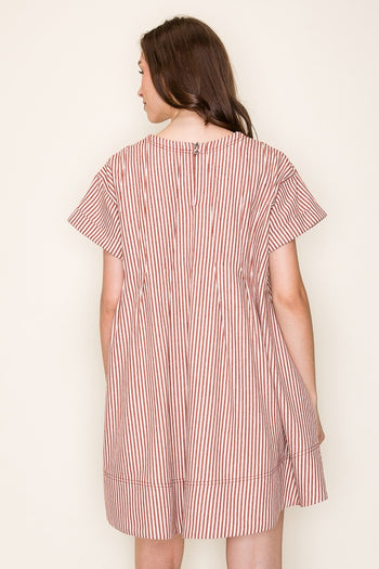 Star Drop Striped Mini Swing Dress in Red Stripe
