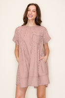 Star Drop Striped Mini Swing Dress in Red Stripe