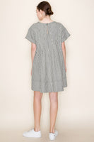 Star Drop Striped Mini Swing Dress in Olive Stripe