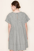 Load image into Gallery viewer, Star Drop Striped Mini Swing Dress in Olive Stripe
